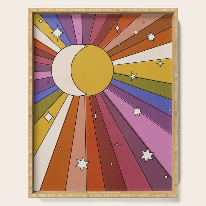 The Sun and the Moon - retro abstract Serving Tray Gallery Image 1