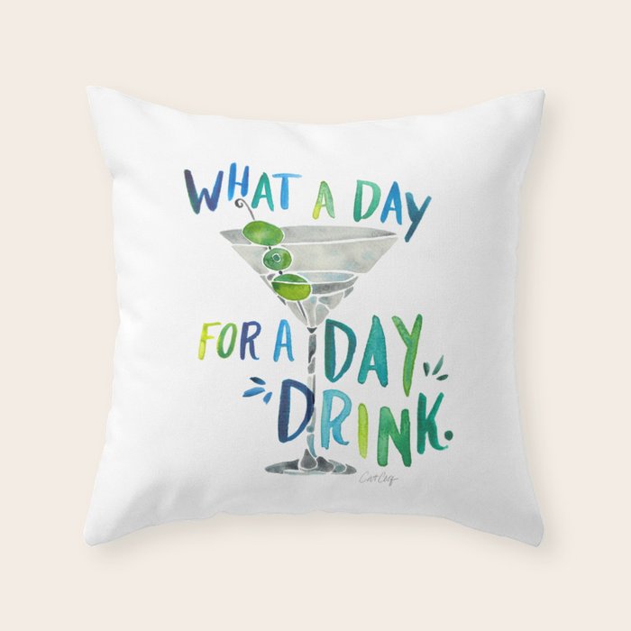 What a Day for a Day Drink - Blue & Green Palette Throw Pillow Gallery Image 6