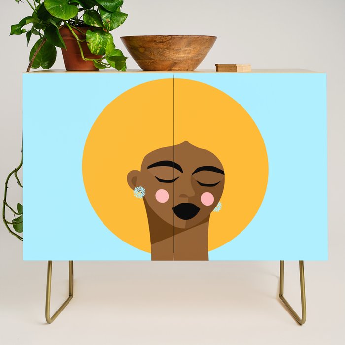 Dreaming in Color - Abstract Black Woman Illustration Credenza Gallery Image 1