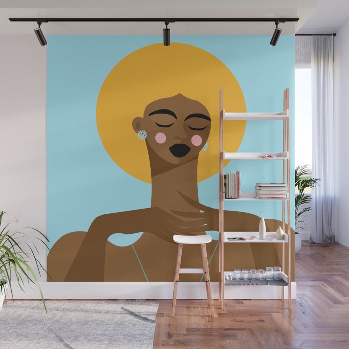Dreaming in Color - Abstract Black Woman Illustration Wall Mural Gallery Image 1