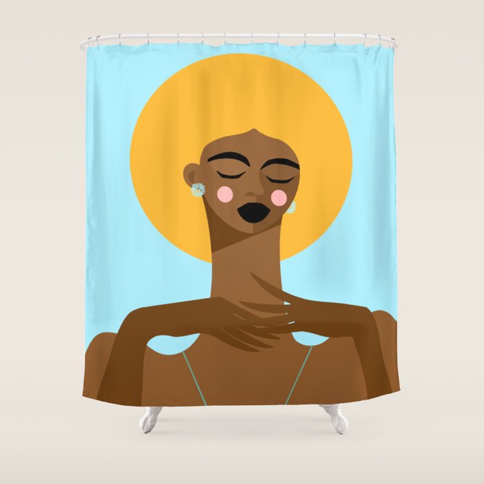 Dreaming in Color - Abstract Black Woman Illustration Shower Curtain Gallery Image 1