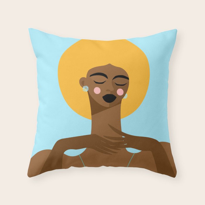 Dreaming in Color - Abstract Black Woman Illustration Throw Pillow Gallery Image 6
