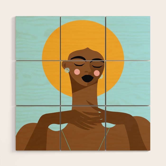 Dreaming in Color - Abstract Black Woman Illustration Wood Wall Art Gallery Image 1