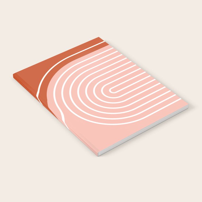 Geometric Lines in Terracotta Rose Gold 19 (Rainbow and Lines Abstraction) Notebook Gallery Image 1