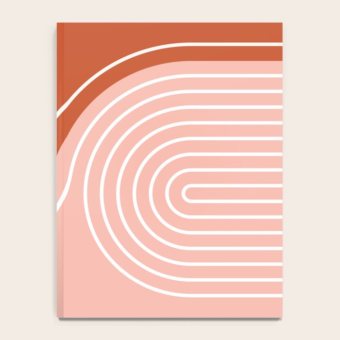 Geometric Lines in Terracotta Rose Gold 19 (Rainbow and Lines Abstraction) Notebook Gallery Image 4