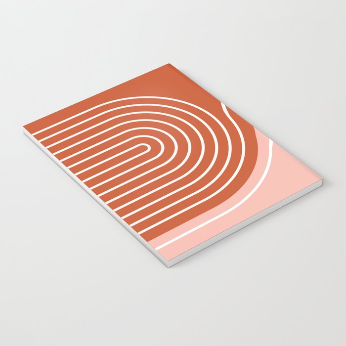 Geometric Lines in Terracotta Rose Gold 19 (Rainbow and Lines Abstraction) Notebook Gallery Image 3
