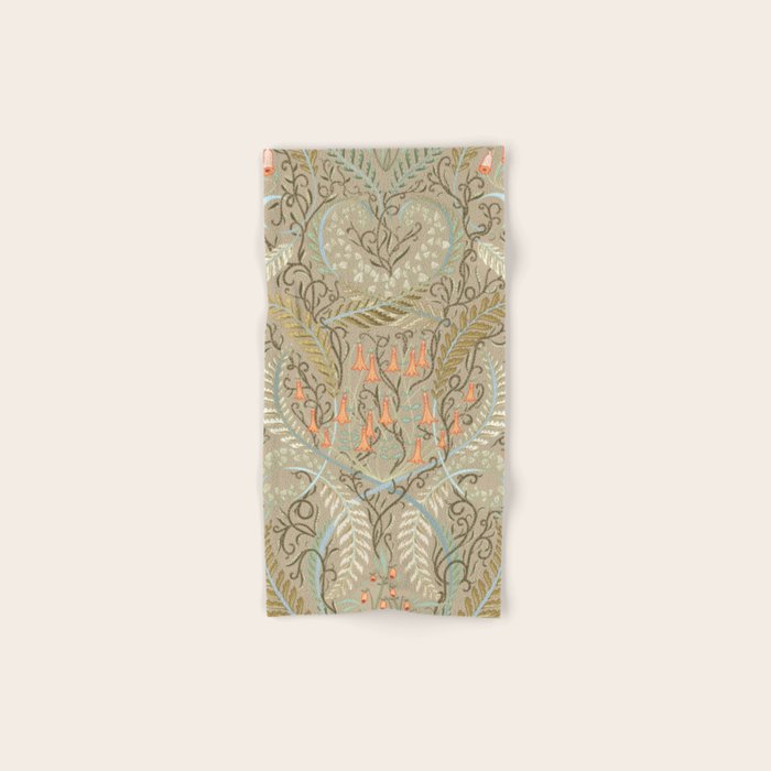 Woodland soil Morris style caramel Bath Towel Gallery Image 1