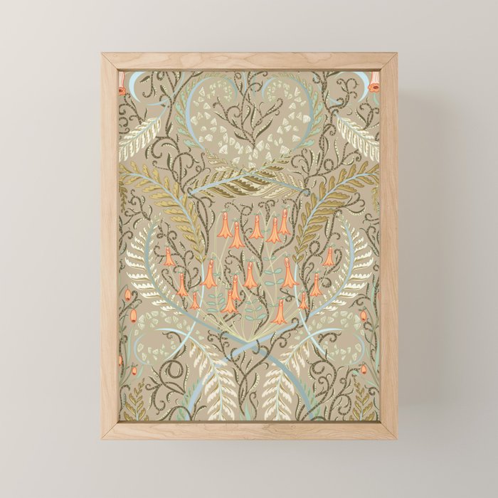 Woodland soil Morris style caramel Mini Art Print Gallery Image 1