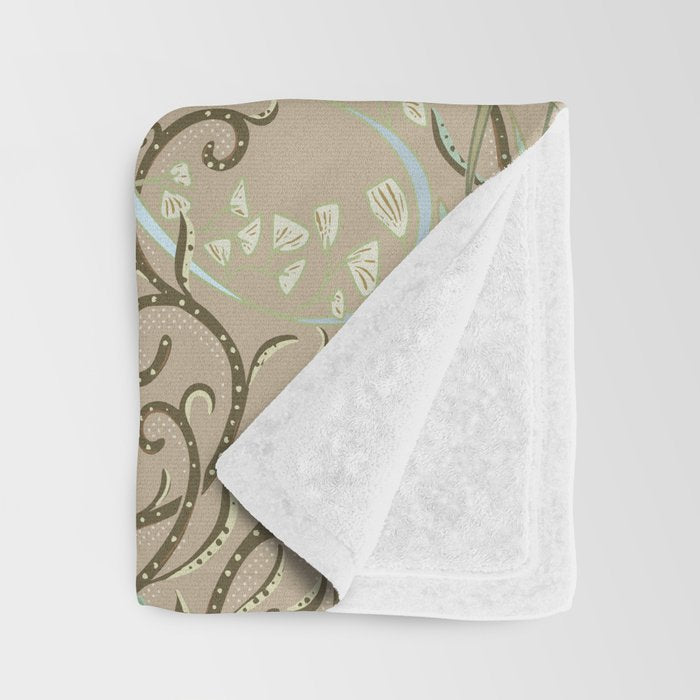 Woodland soil Morris style caramel Throw Blanket Gallery Image 3