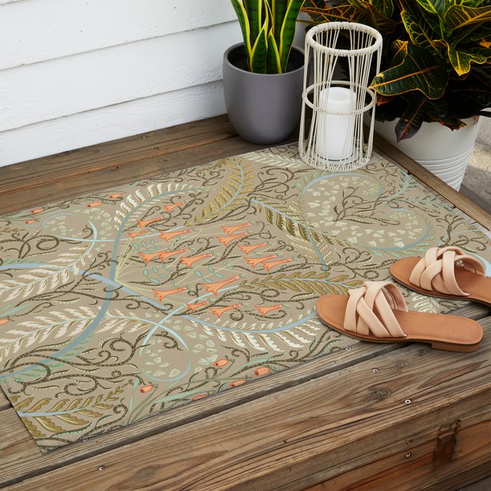 Woodland soil Morris style caramel Outdoor Rug Gallery Image 2