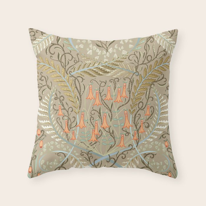 Woodland soil Morris style caramel Throw Pillow Gallery Image 1