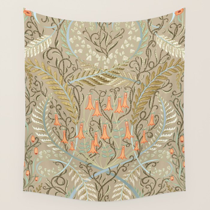 Woodland soil Morris style caramel Wall Tapestry Gallery Image 1