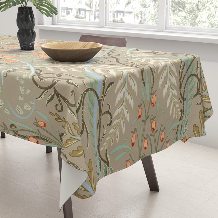 Woodland soil Morris style caramel Tablecloth Gallery Image 3