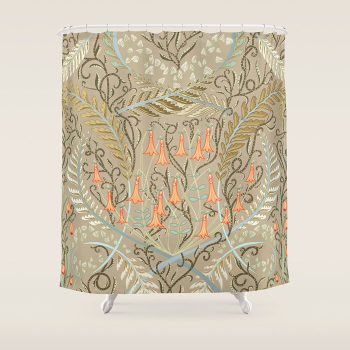 Woodland soil Morris style caramel Shower Curtain Gallery Image 1