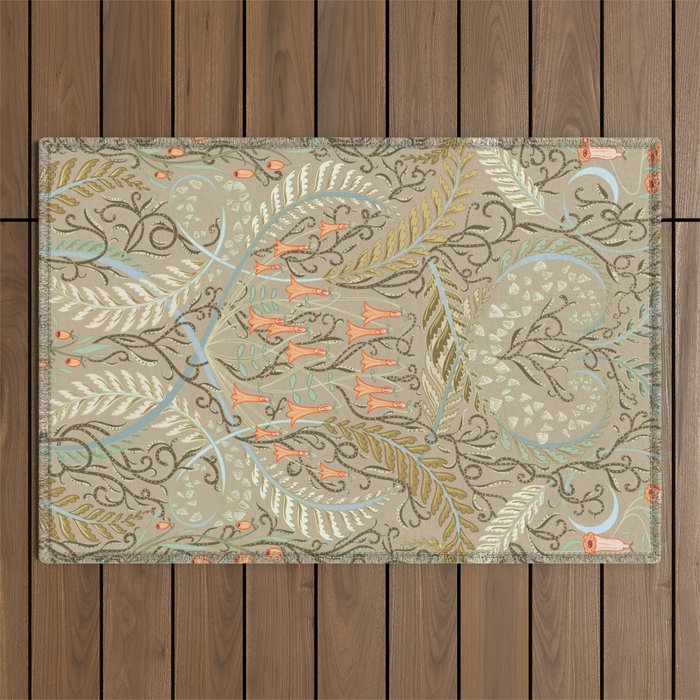 Woodland soil Morris style caramel Outdoor Rug Gallery Image 1