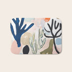 Sea Life Abstract Coral and Seashells Ocean Coastal  Blue Art Painting Bath Mat Gallery Image 1