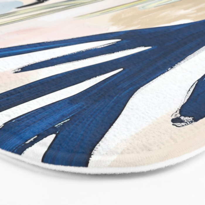 Sea Life Abstract Coral and Seashells Ocean Coastal  Blue Art Painting Bath Mat Gallery Image 3