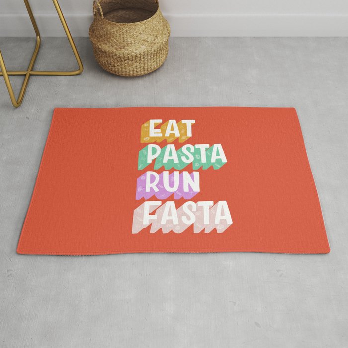 EAT PASTA RUN FASTA Rug Gallery Image 1
