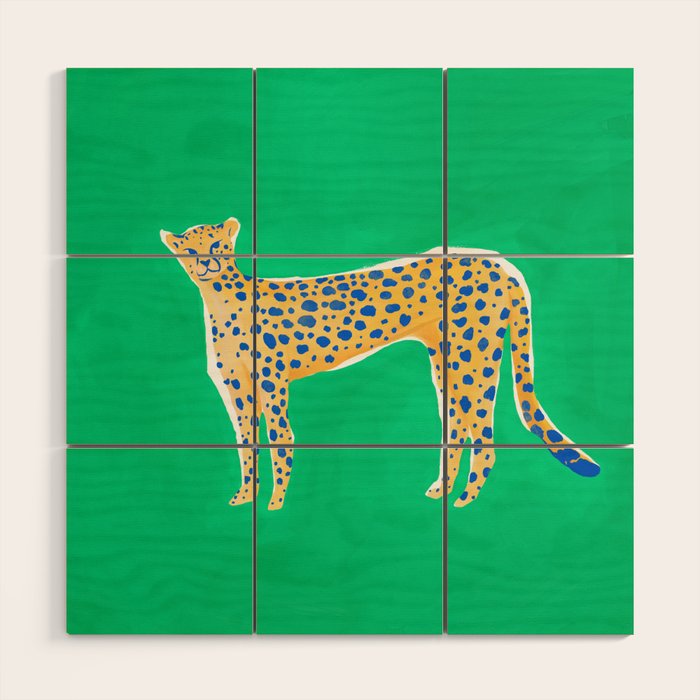 Leopard - Green Wood Wall Art Gallery Image 1