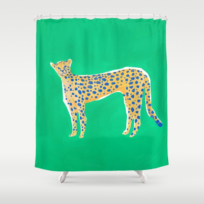 Leopard - Green Shower Curtain Gallery Image 1