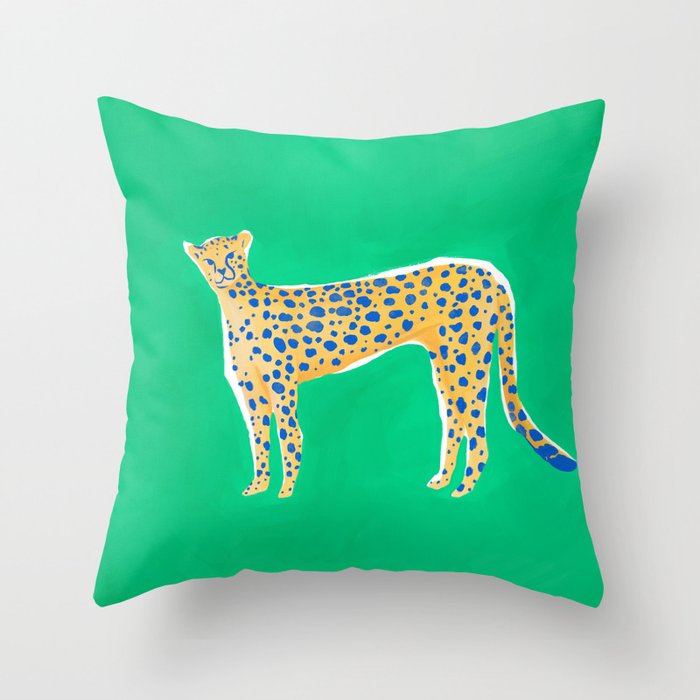 Leopard - Green Throw Pillow Gallery Image 1