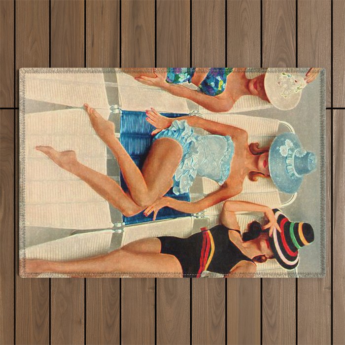 Retro Sunbathers Outdoor Rug Gallery Image 1