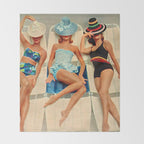 Retro Sunbathers Throw Blanket Gallery Image 2