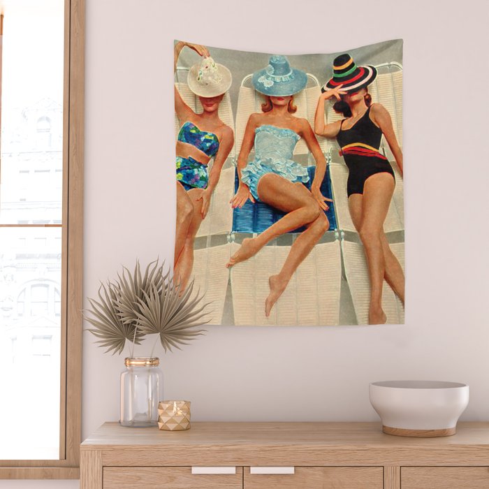 Retro Sunbathers Wall Tapestry Gallery Image 2
