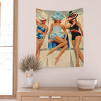 Retro Sunbathers Wall Tapestry Gallery Image 2