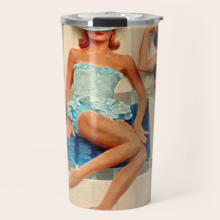 Retro Sunbathers Travel Mug Gallery Image 1
