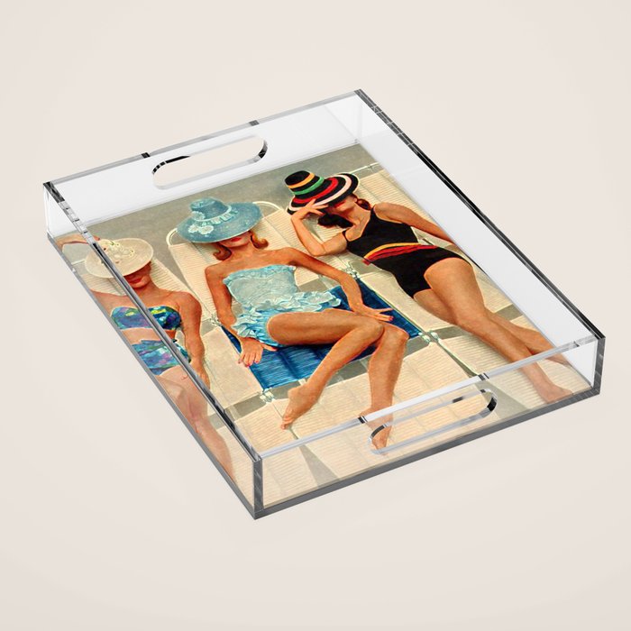 Retro Sunbathers Acrylic Tray Gallery Image 1