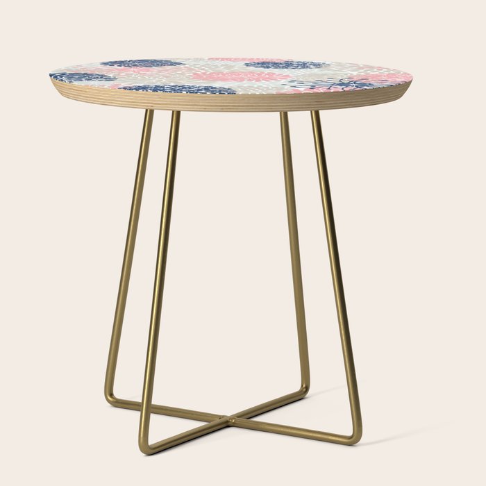 Floral Mixed Blooms, Blush Pink, Navy Blue, Gray, Beige Side Table Gallery Image 1