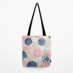 Floral Mixed Blooms, Blush Pink, Navy Blue, Gray, Beige Tote Bag Gallery Image 2