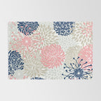 Floral Mixed Blooms, Blush Pink, Navy Blue, Gray, Beige Rug Gallery Image 2