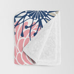 Floral Mixed Blooms, Blush Pink, Navy Blue, Gray, Beige Throw Blanket Gallery Image 3