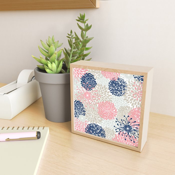 Floral Mixed Blooms, Blush Pink, Navy Blue, Gray, Beige Mini Art Print Gallery Image 2