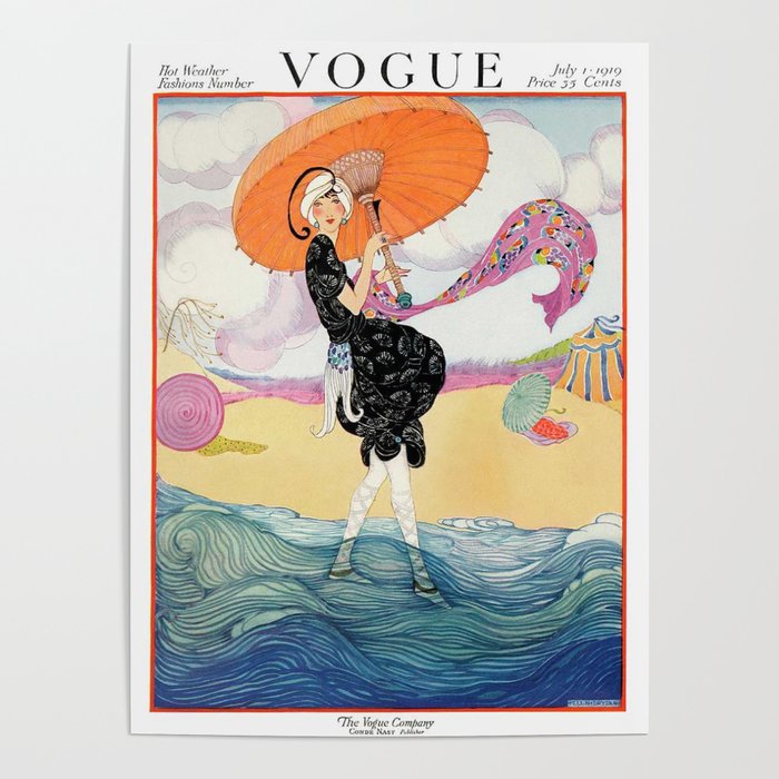 Vintage Magazine Cover - Motherhood on a Windy Beach Poster Gallery Image 1