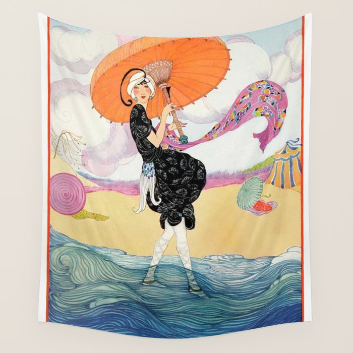Vintage Magazine Cover - Motherhood on a Windy Beach Wall Tapestry Gallery Image 4