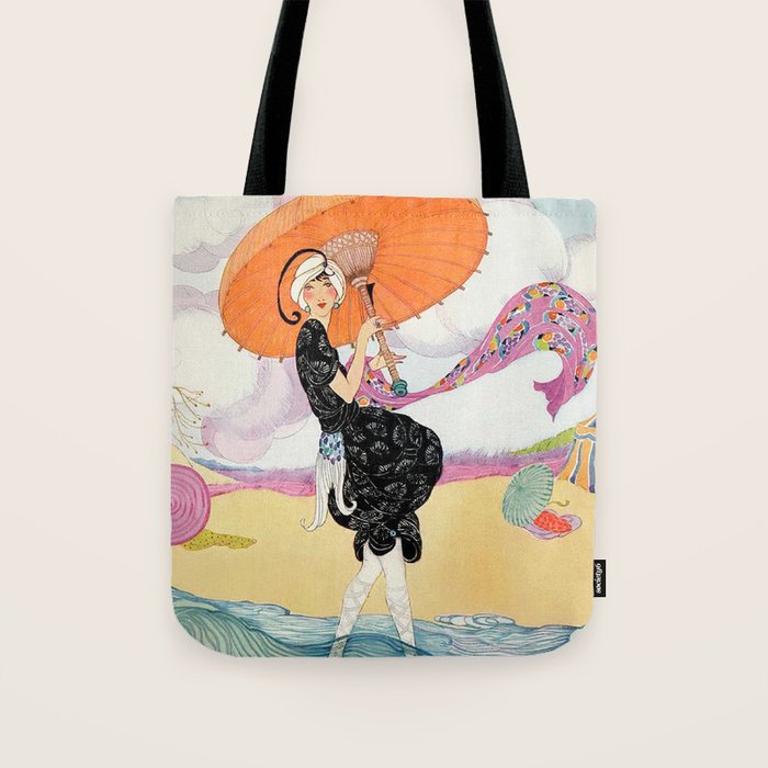 Vintage Magazine Cover - Motherhood on a Windy Beach Tote Bag Gallery Image 1