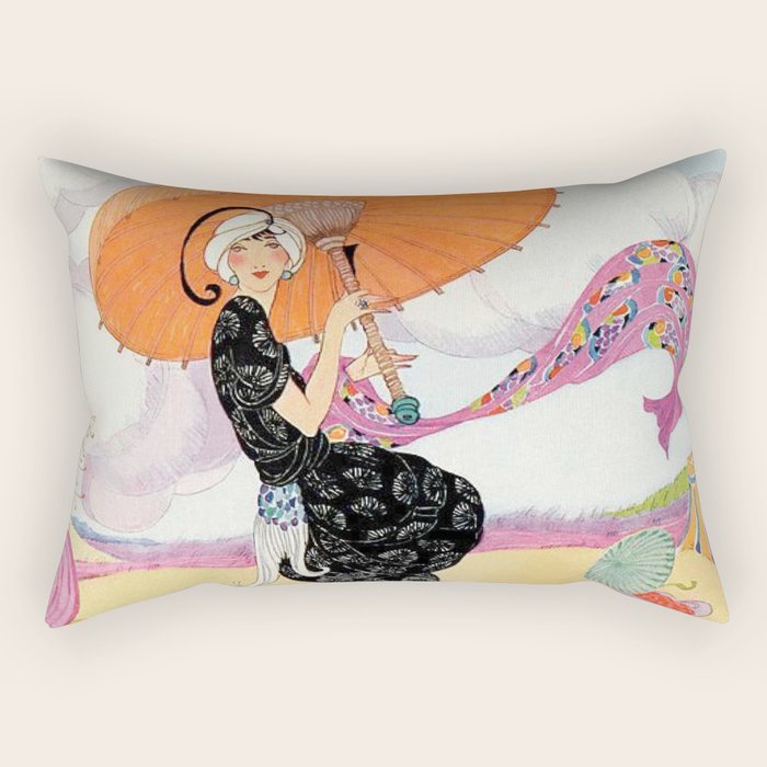 Vintage Magazine Cover - Motherhood on a Windy Beach Rectangular Pillow Gallery Image 1