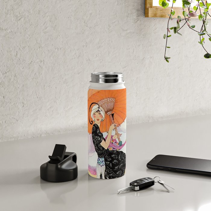 Vintage Magazine Cover - Motherhood on a Windy Beach Water Bottle Gallery Image 4