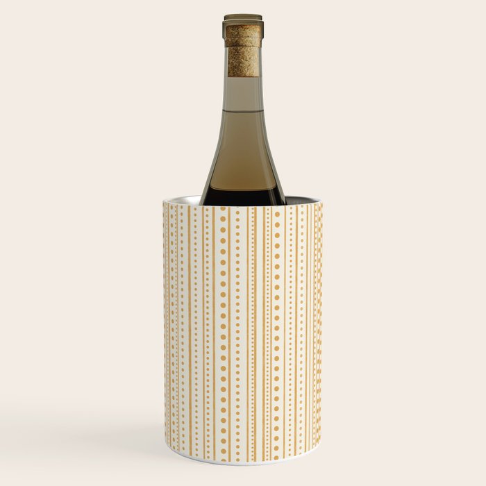 Bamako Textured Stripes and Dots Vertical Pattern in Muted Gold and Cream Wine Chiller Gallery Image 3