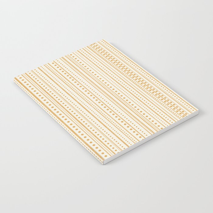 Bamako Textured Stripes and Dots Vertical Pattern in Muted Gold and Cream Notebook Gallery Image 2
