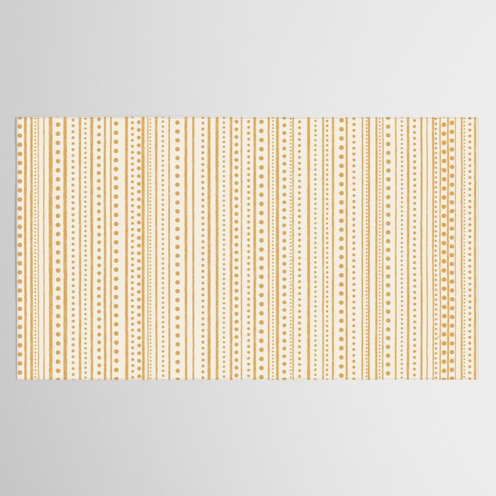 Bamako Textured Stripes and Dots Vertical Pattern in Muted Gold and Cream Tablecloth Gallery Image 2
