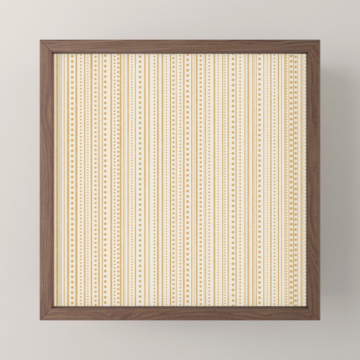 Bamako Textured Stripes and Dots Vertical Pattern in Muted Gold and Cream Mini Art Print Gallery Image 2