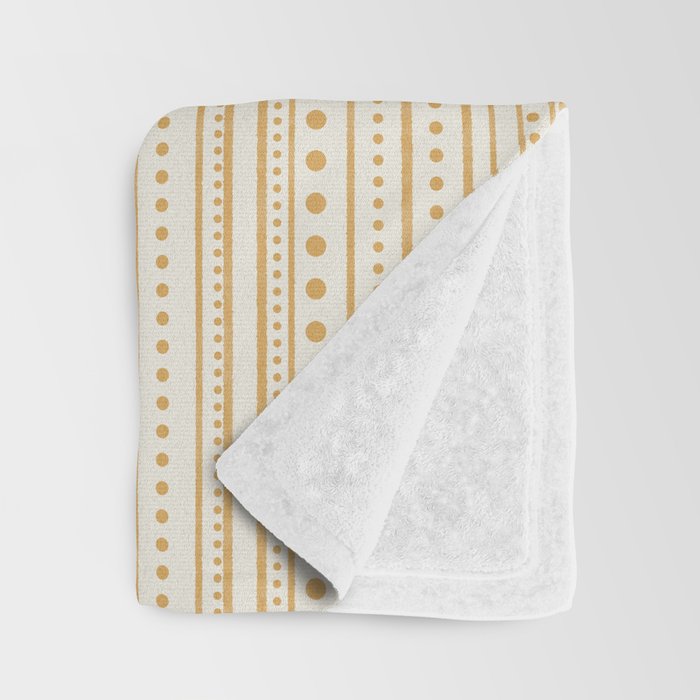 Bamako Textured Stripes and Dots Vertical Pattern in Muted Gold and Cream Throw Blanket Gallery Image 3