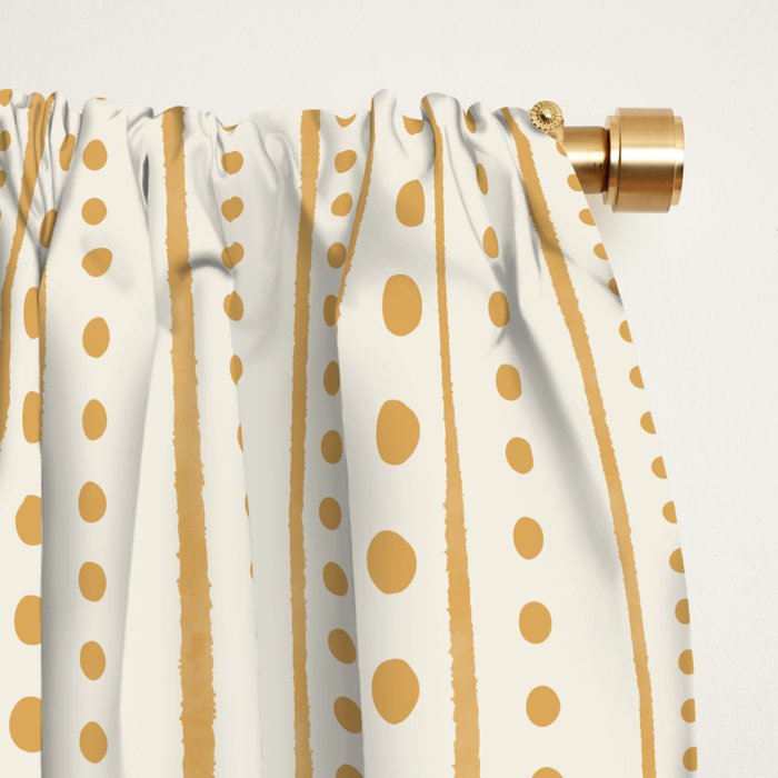 Bamako Textured Stripes and Dots Vertical Pattern in Muted Gold and Cream Window Curtain Gallery Image 2