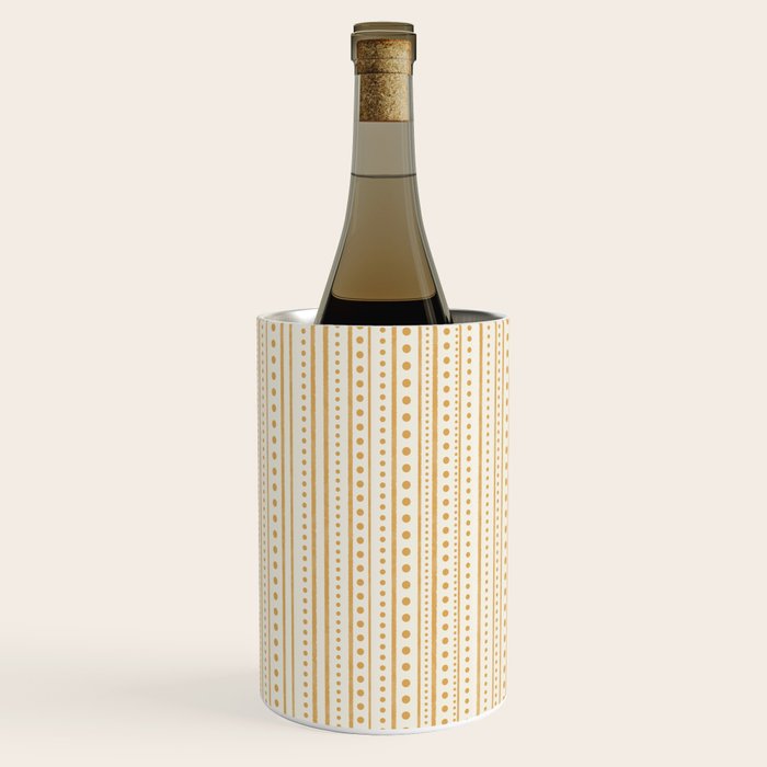 Bamako Textured Stripes and Dots Vertical Pattern in Muted Gold and Cream Wine Chiller Gallery Image 1