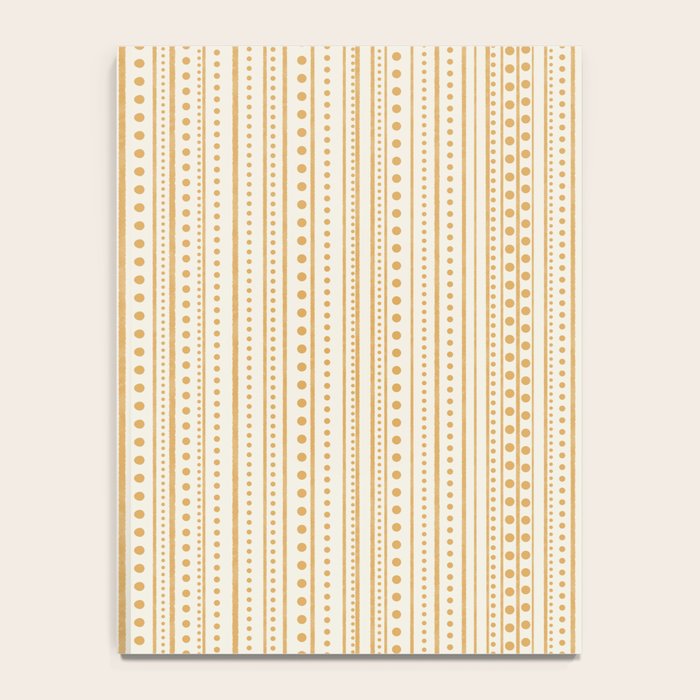 Bamako Textured Stripes and Dots Vertical Pattern in Muted Gold and Cream Notebook Gallery Image 4