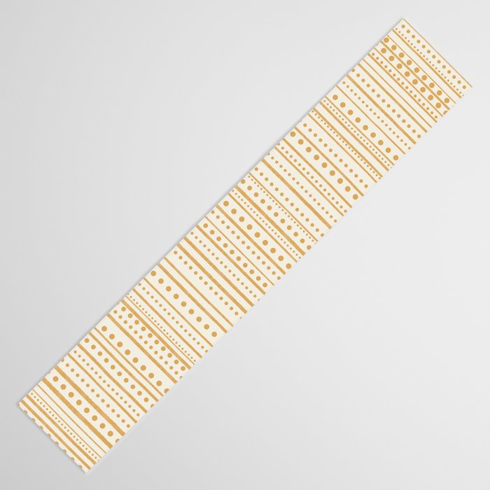 Bamako Textured Stripes and Dots Vertical Pattern in Muted Gold and Cream Table Runner Gallery Image 3